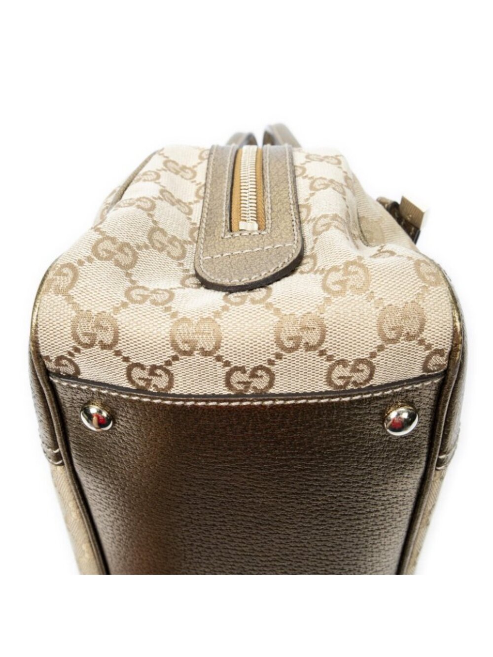 Gucci Princi Boston Beige Gold GG Canvas Messenger Bag - Picture 8 of 10